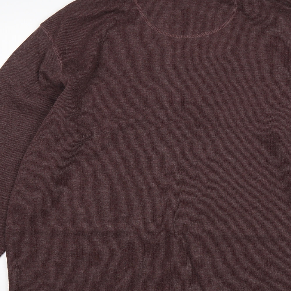 IZOD Mens Brown V-Neck  Cotton Pullover Jumper Size L