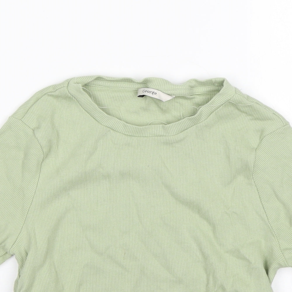 George Womens Green  Cotton Basic T-Shirt Size 12 Round Neck