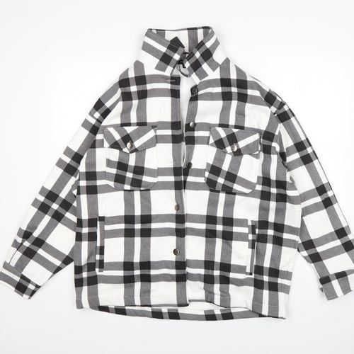 Rising  Womens Multicoloured Plaid Polyester Basic Button-Up Size M Collared