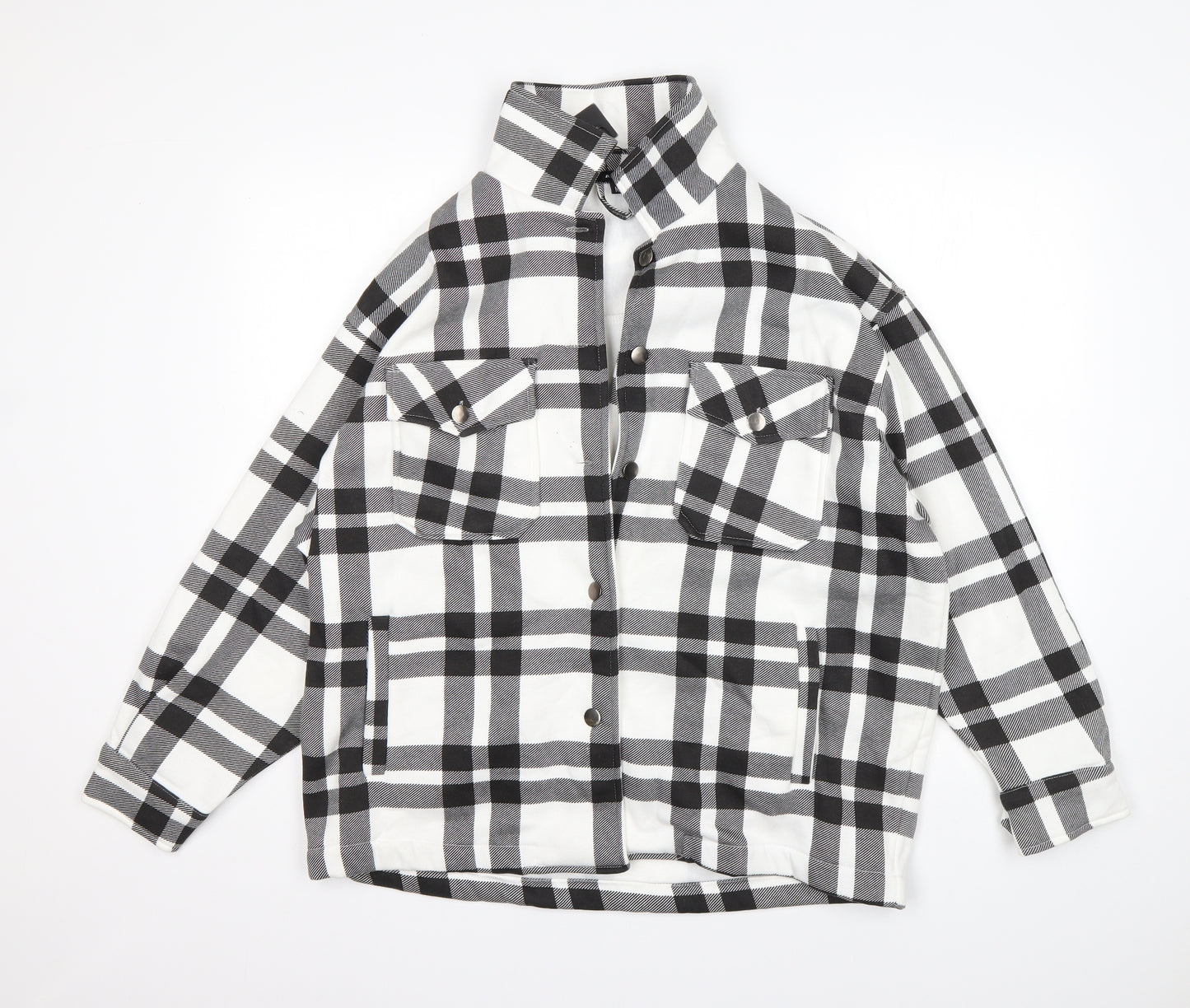 Rising  Womens Multicoloured Plaid Polyester Basic Button-Up Size M Collared