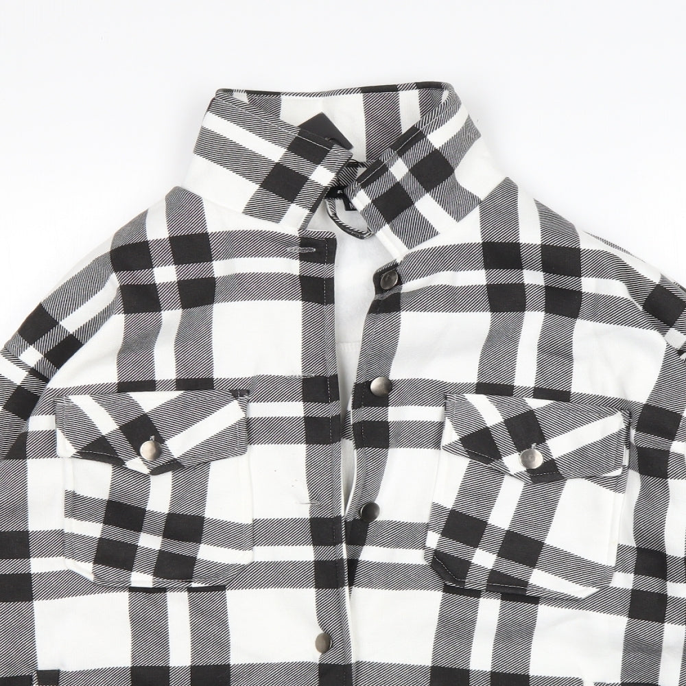 Rising  Womens Multicoloured Plaid Polyester Basic Button-Up Size M Collared