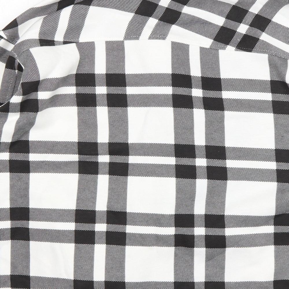 Rising  Womens Multicoloured Plaid Polyester Basic Button-Up Size M Collared