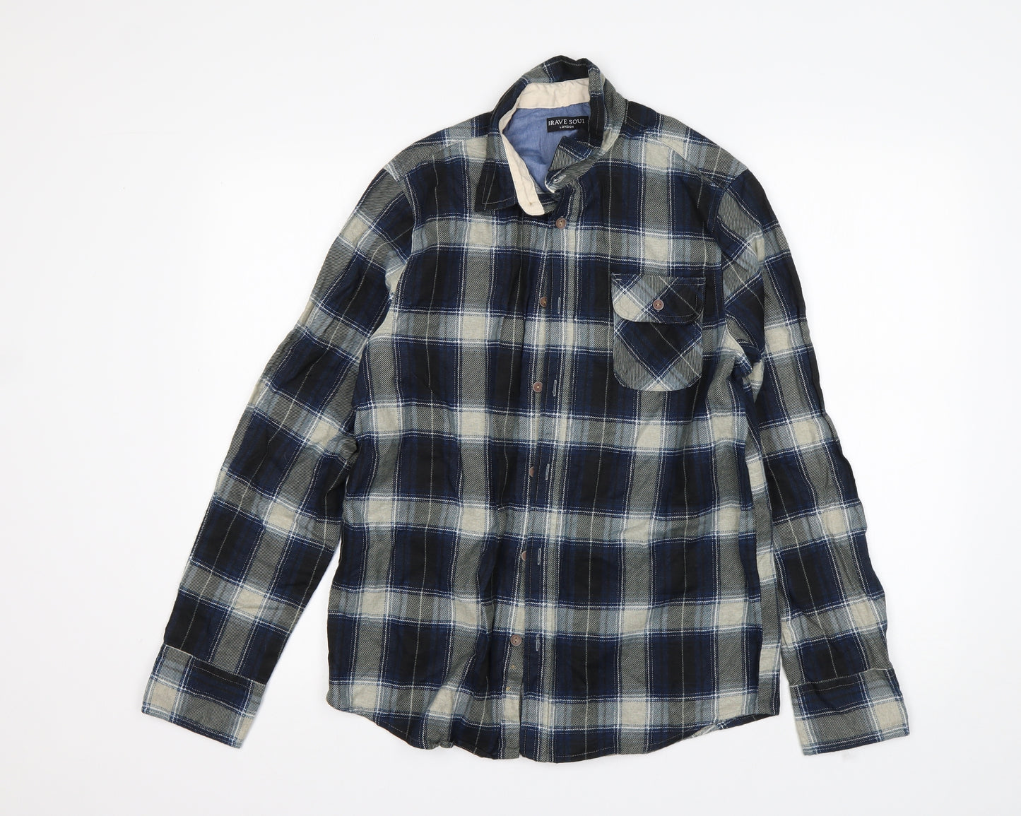 Brave Soul  Mens Multicoloured Plaid Cotton  Button-Up Size S Collared