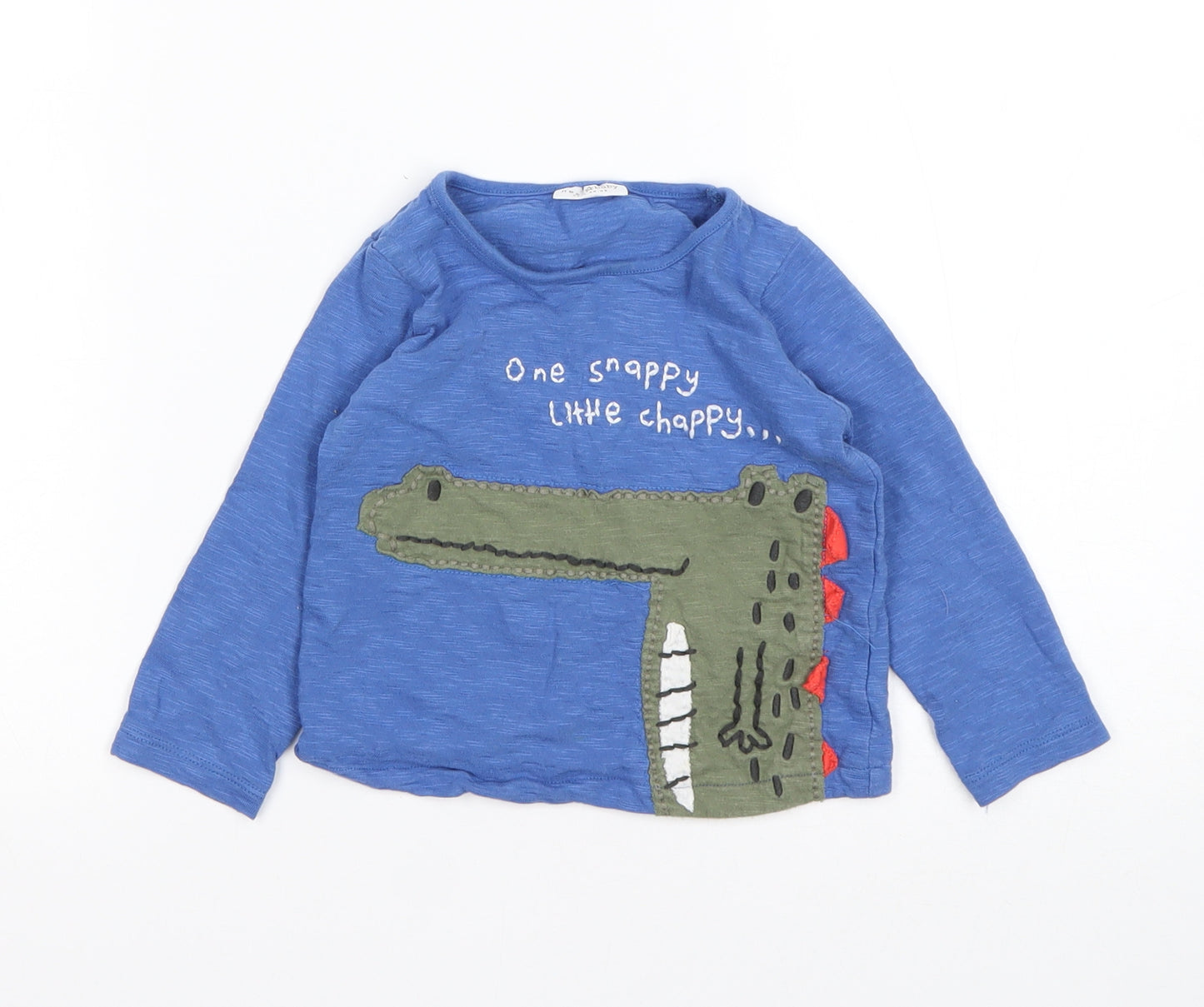 NEXT Boys Blue  Cotton Basic T-Shirt Size 12-18 Months Round Neck