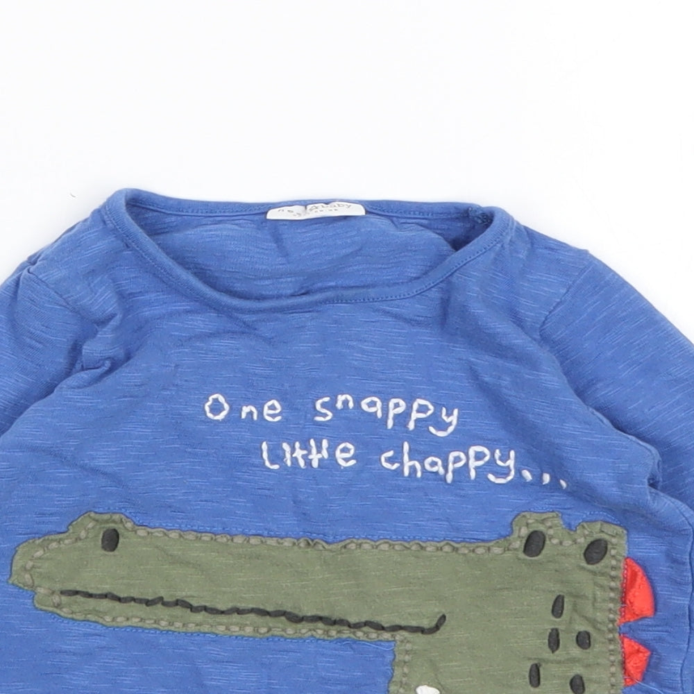 NEXT Boys Blue  Cotton Basic T-Shirt Size 12-18 Months Round Neck