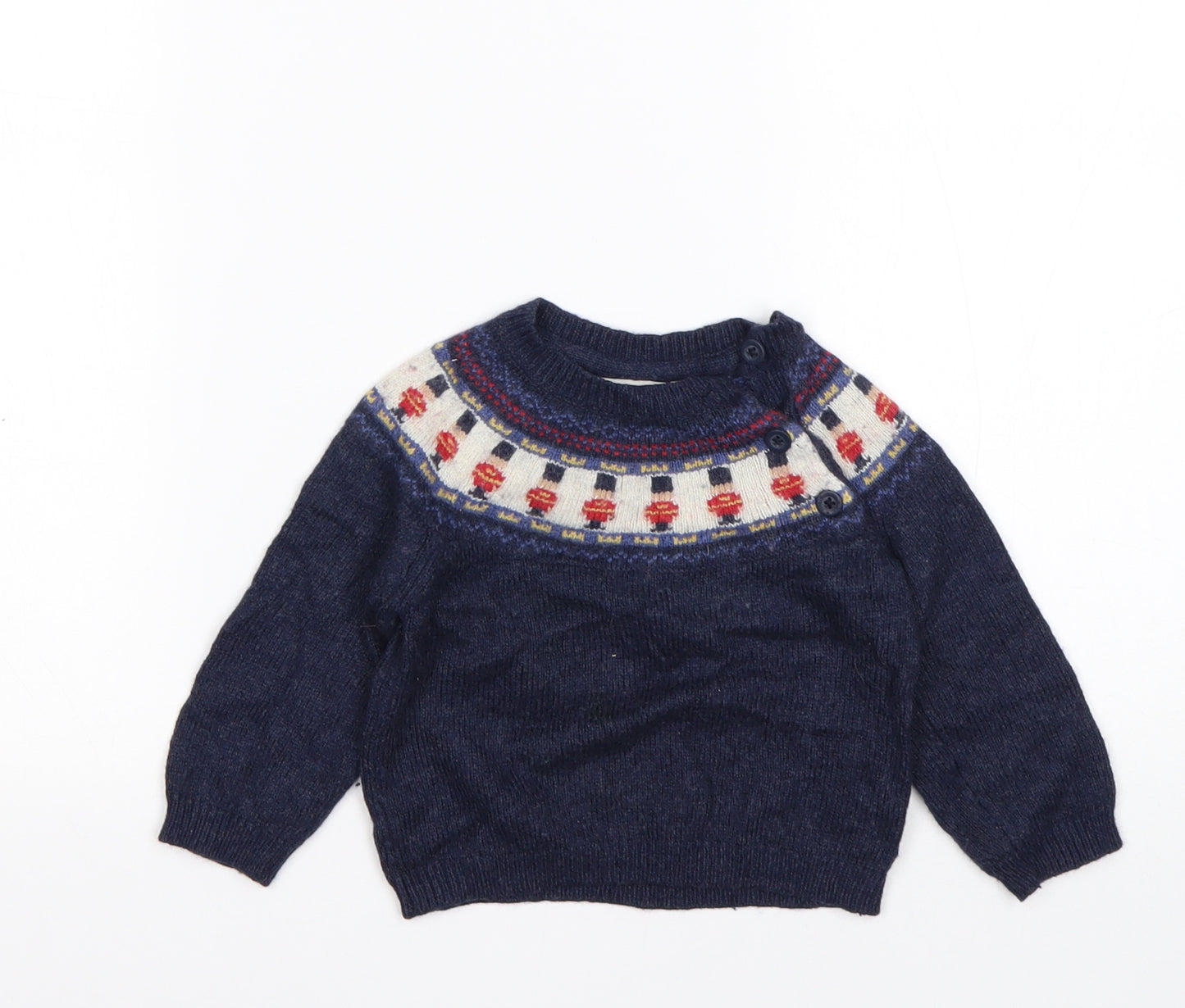 JoJo Maman Bébé Boys Multicoloured Fair Isle Viscose Pullover Jumper Size 12-18 Months