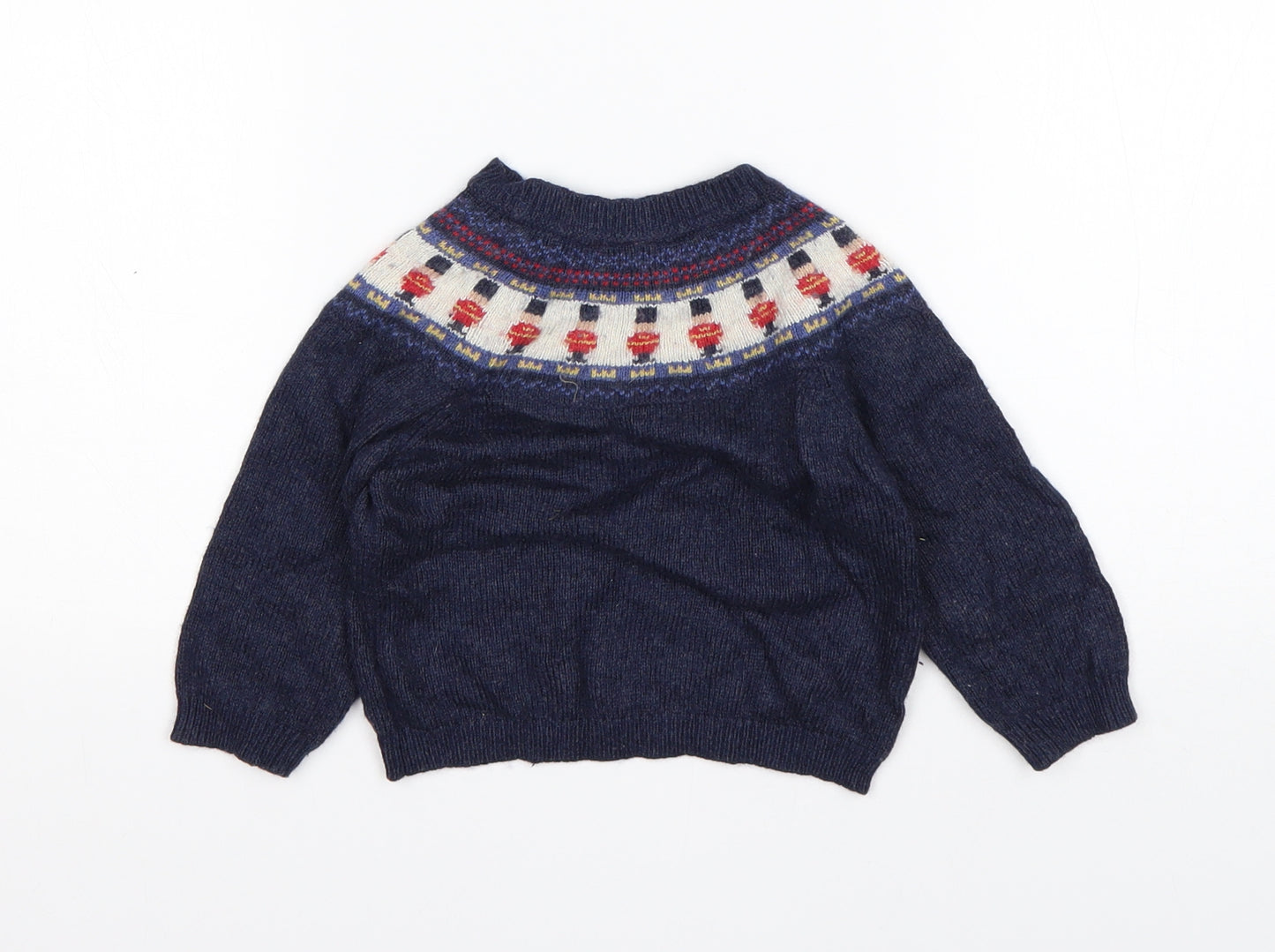 JoJo Maman Bébé Boys Multicoloured Fair Isle Viscose Pullover Jumper Size 12-18 Months