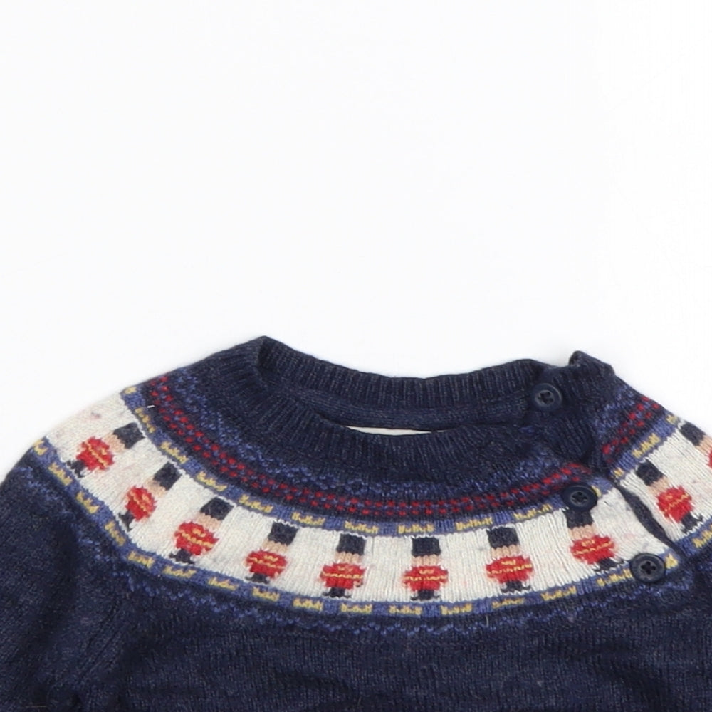 JoJo Maman Bébé Boys Multicoloured Fair Isle Viscose Pullover Jumper Size 12-18 Months