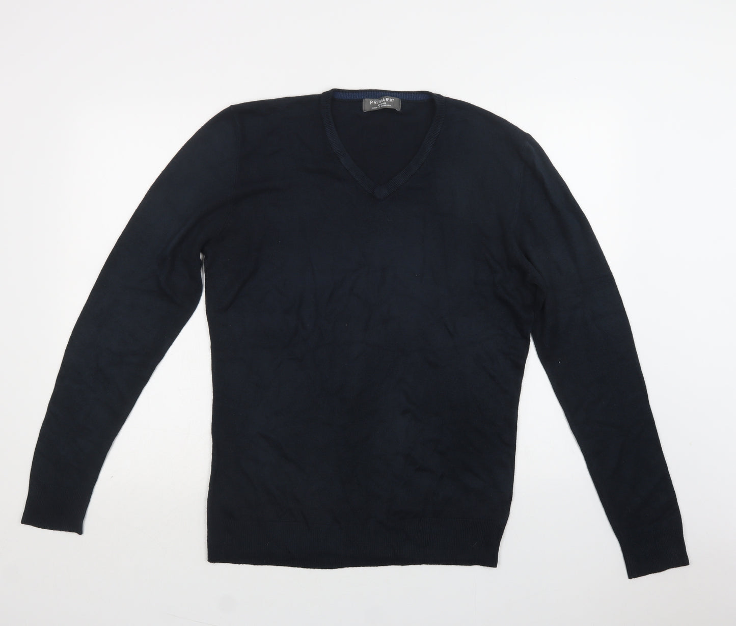Primark Mens Blue V-Neck  Acrylic Pullover Jumper Size M