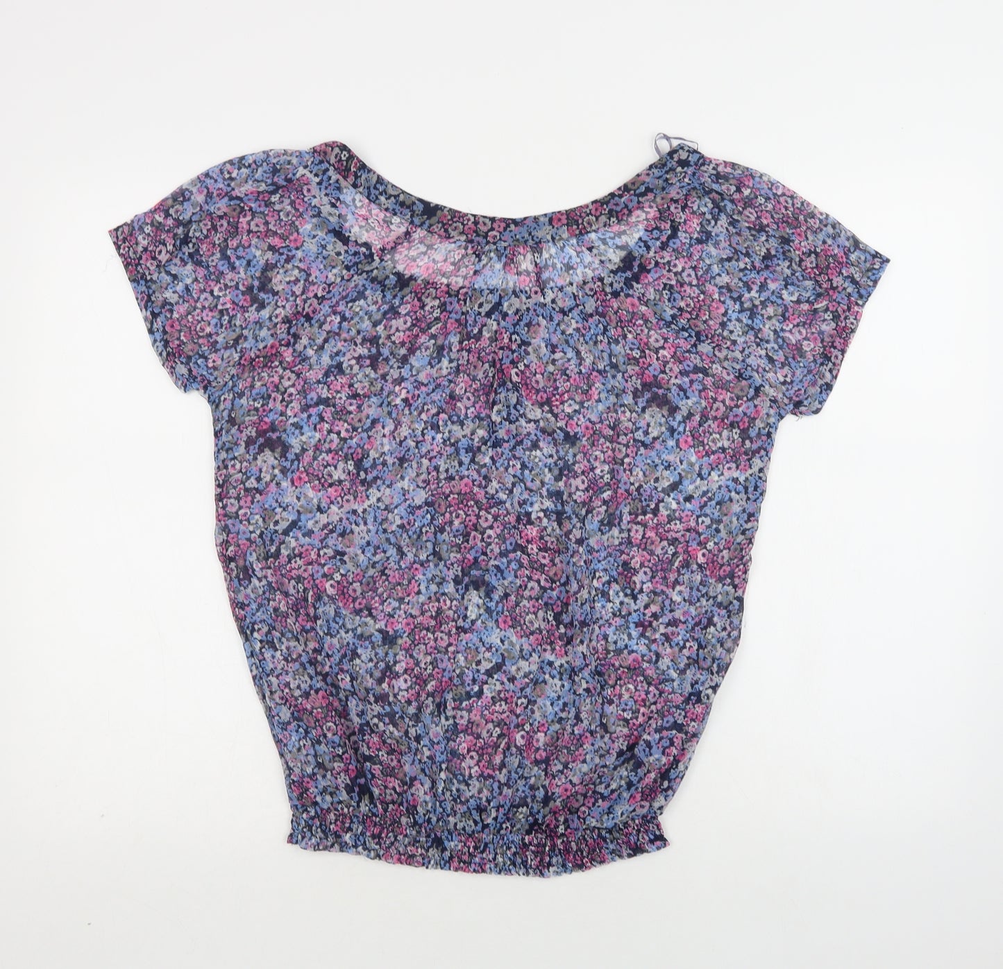 Clockhouse Womens Blue Floral Polyester Basic Blouse Size XL Round Neck