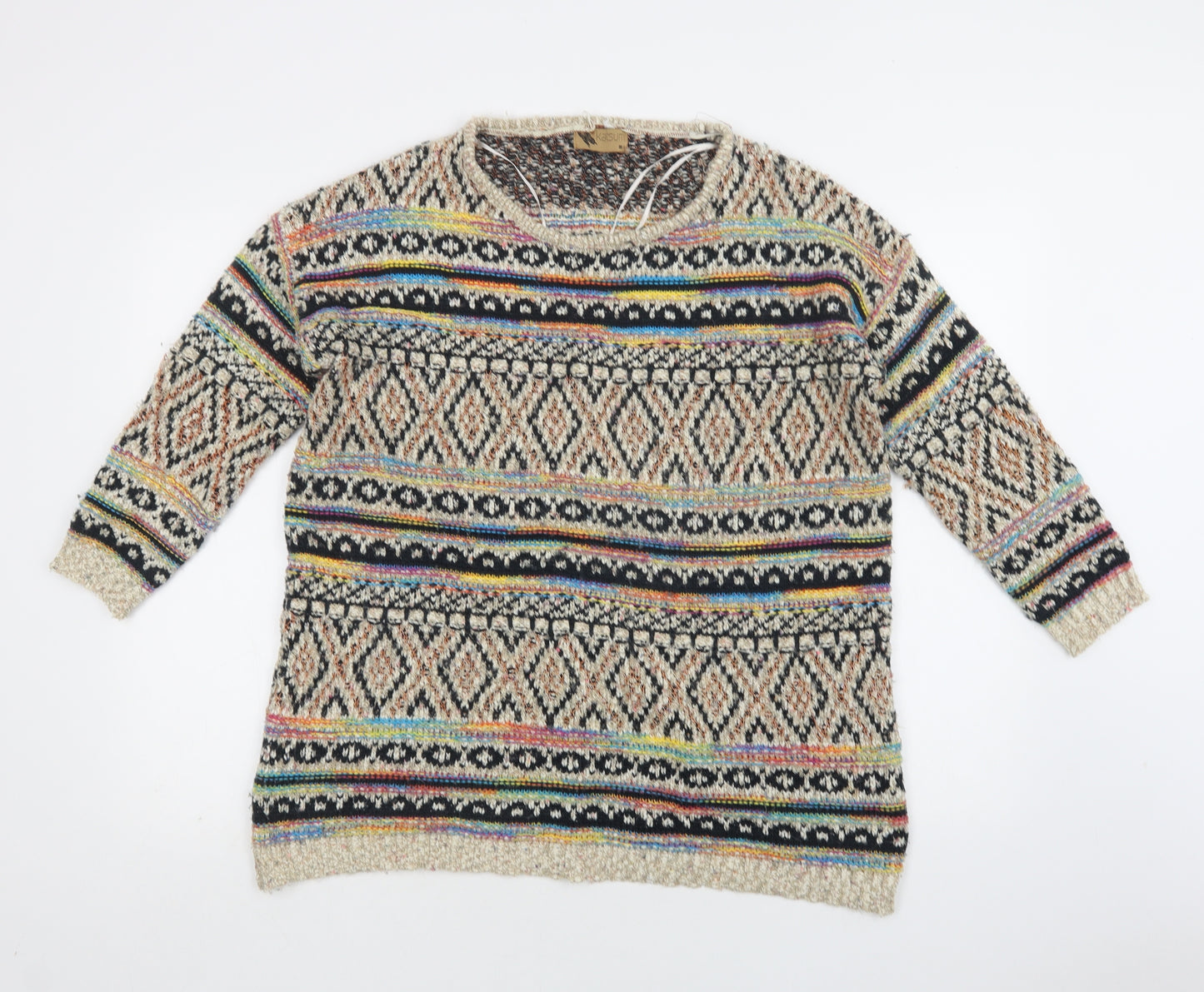 Katsumi Womens Multicoloured Round Neck Geometric Polyamide Pullover Jumper Size L