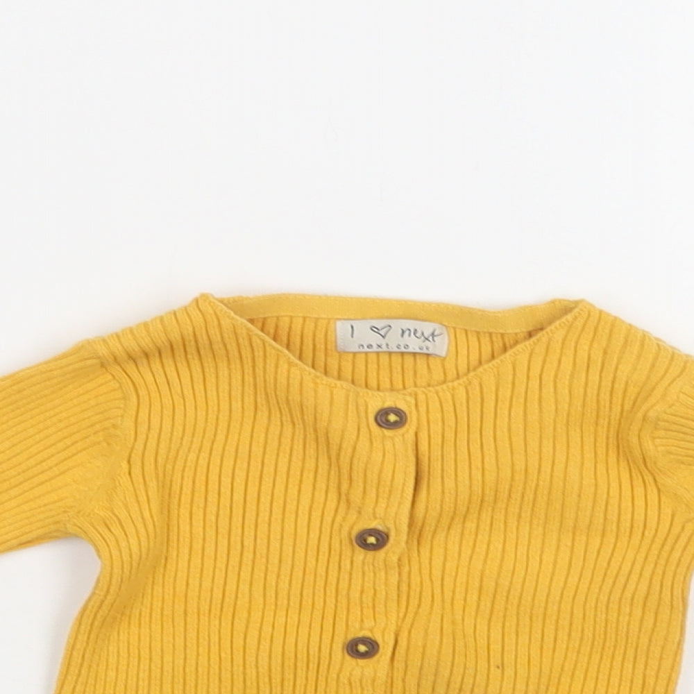 NEXT Baby Yellow  Cotton Cardigan Jumper Size 12-18 Months  Button