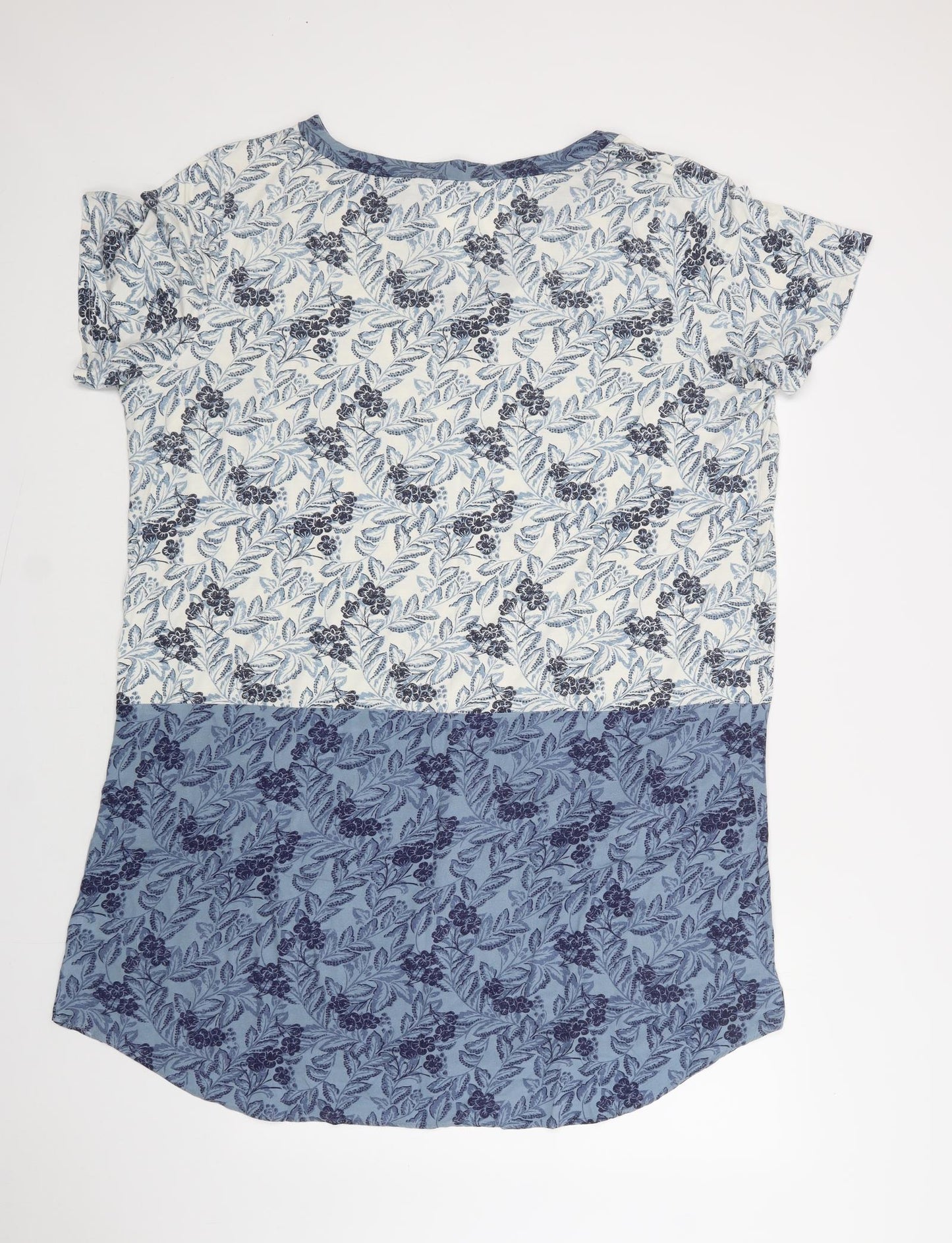 TU Womens Blue Floral Polyester Tunic Blouse Size 22 V-Neck