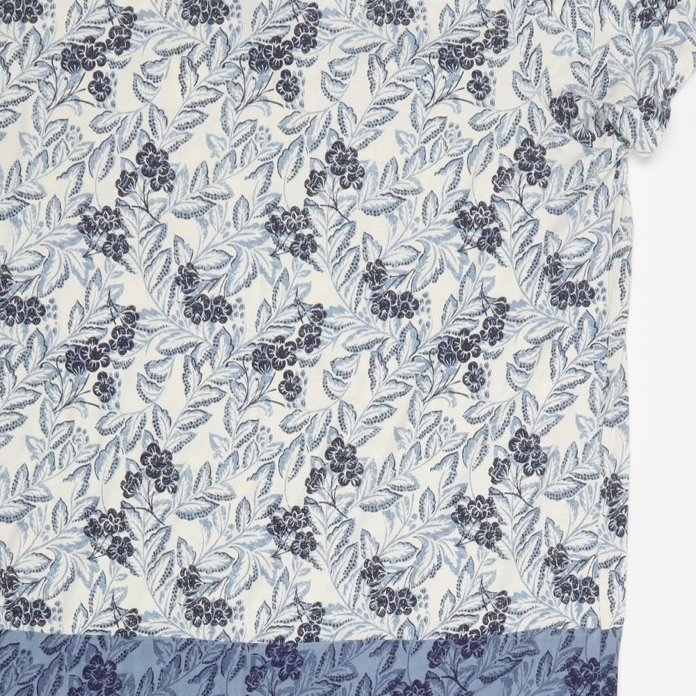 TU Womens Blue Floral Polyester Tunic Blouse Size 22 V-Neck