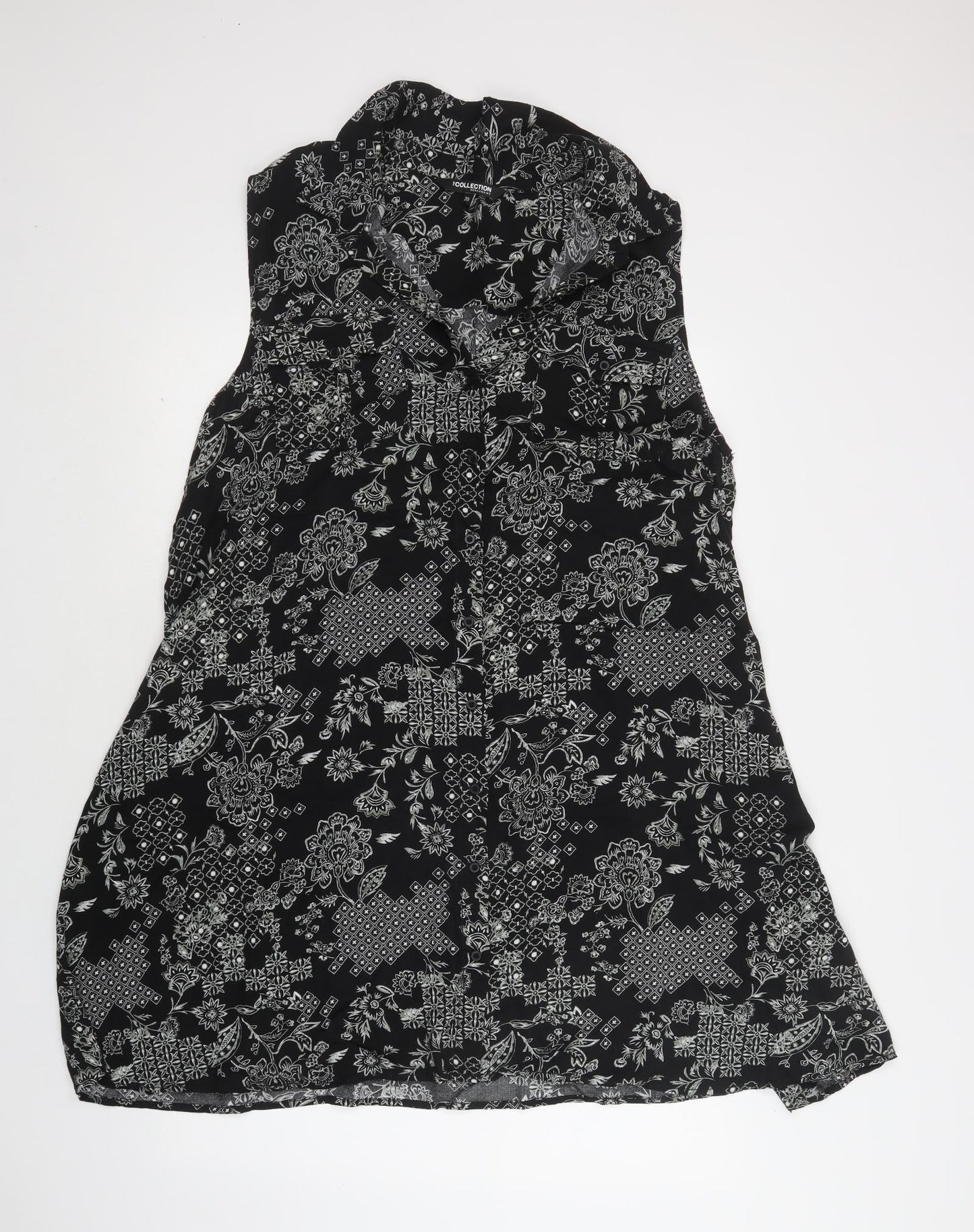 Debenhams Womens Black Floral Viscose Shirt Dress  Size 20  Collared Button
