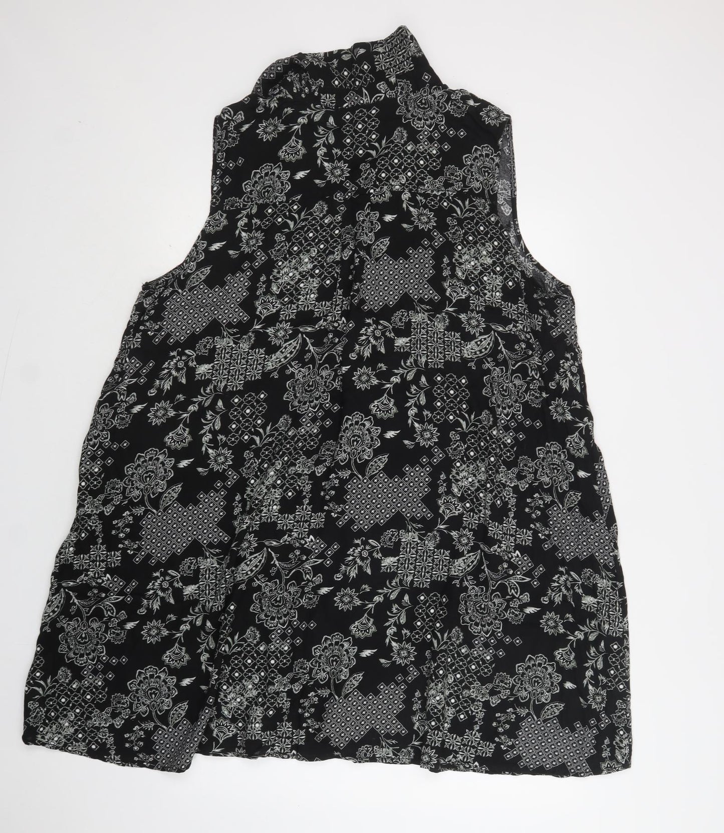 Debenhams Womens Black Floral Viscose Shirt Dress  Size 20  Collared Button