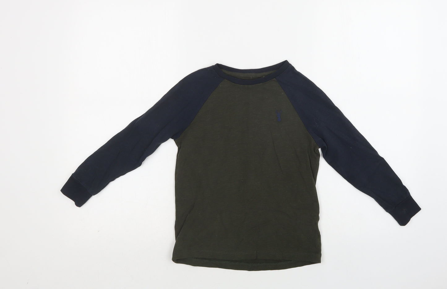 NEXT Boys Green Colourblock Cotton Basic T-Shirt Size 6 Years Crew Neck