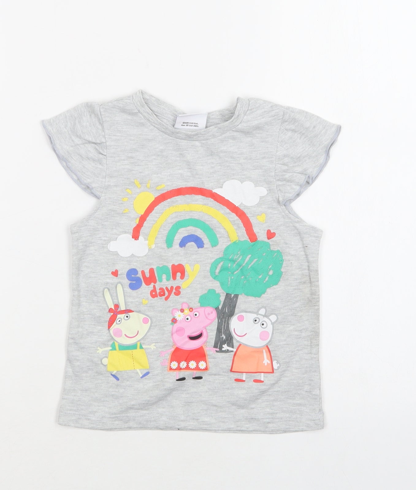 George Girls Grey  Polyester Basic T-Shirt Size 2-3 Years Crew Neck  - Peppa Pig