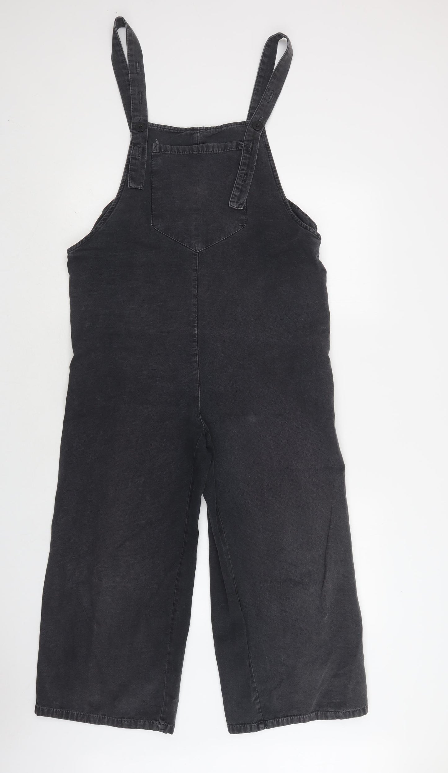 Zara Womens Grey  Cotton Dungarees Trousers Size M L26 in Regular Button