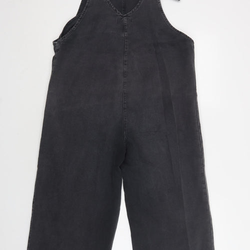 Zara Womens Grey  Cotton Dungarees Trousers Size M L26 in Regular Button
