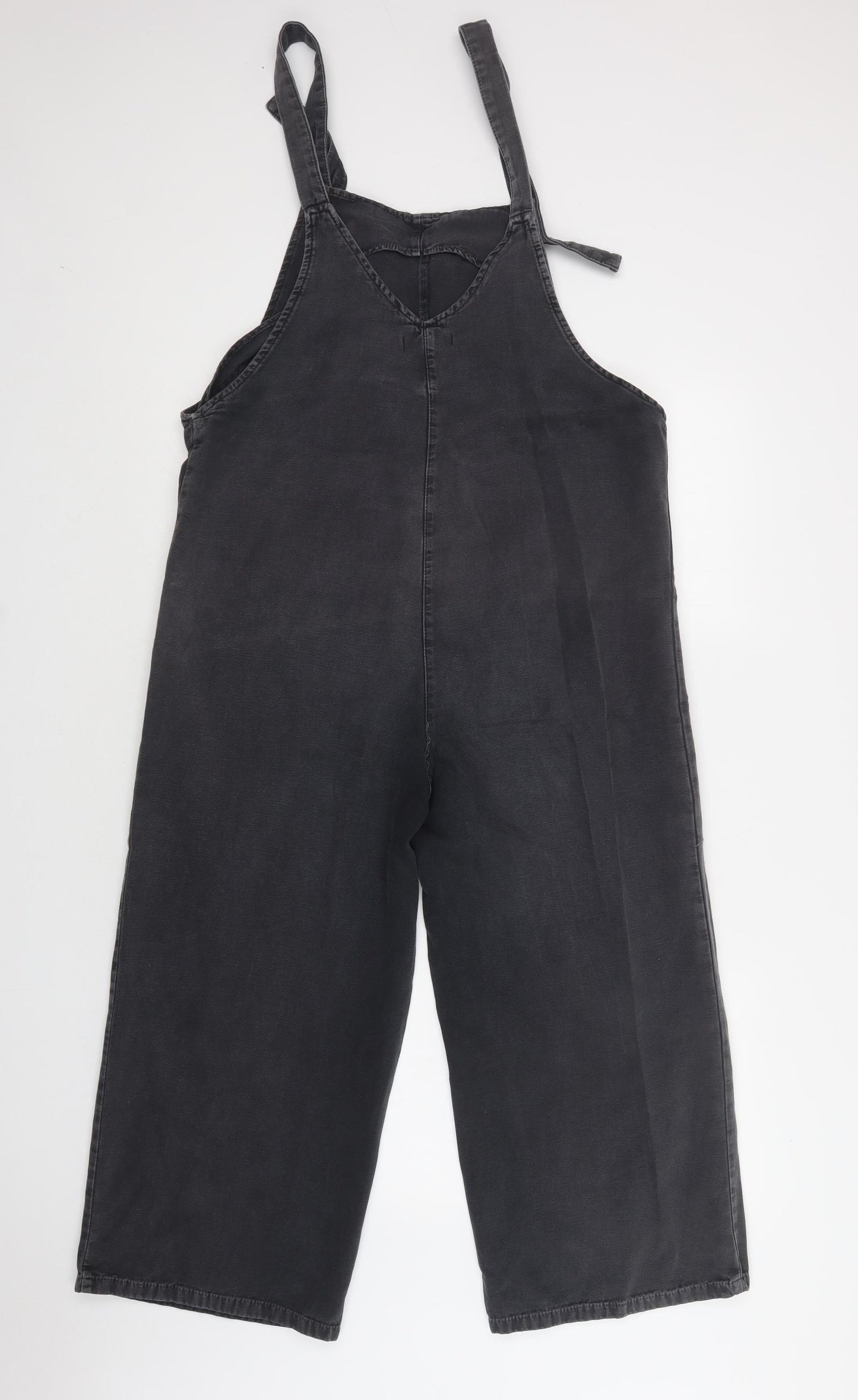 Zara Womens Grey  Cotton Dungarees Trousers Size M L26 in Regular Button