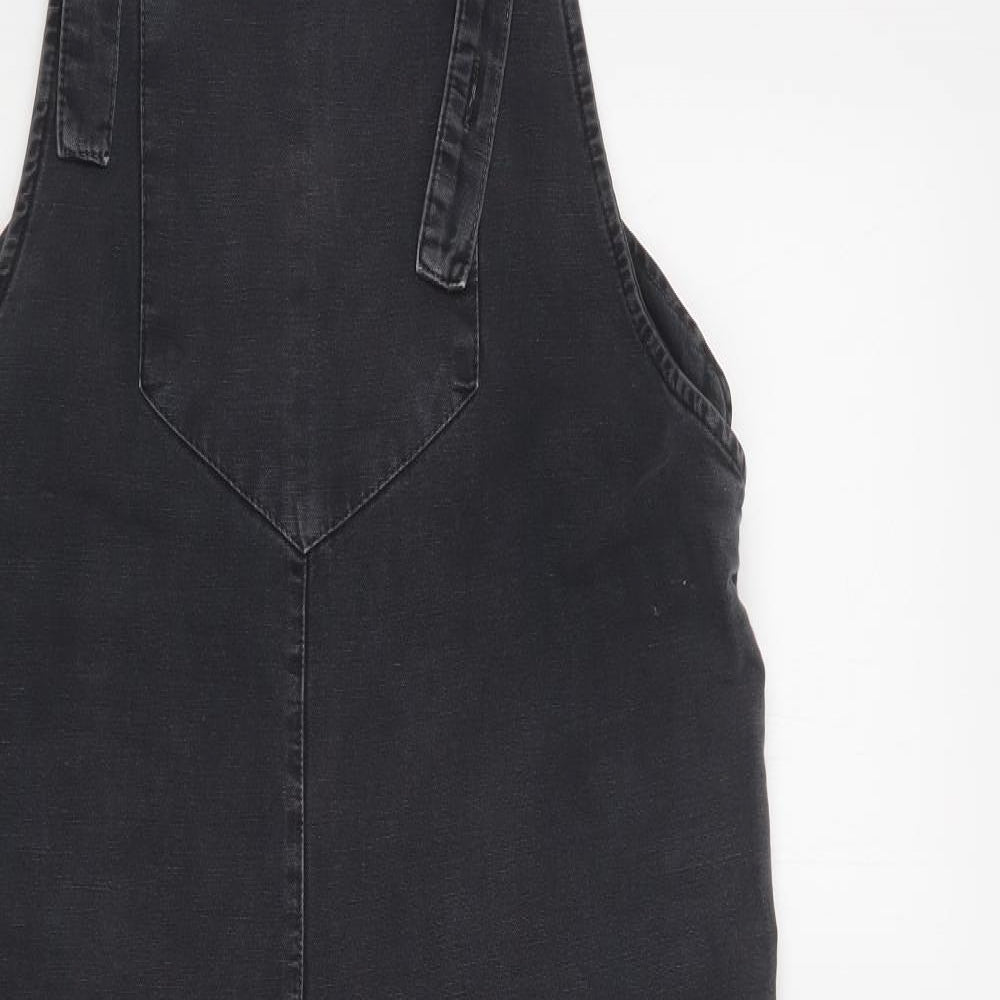 Zara Womens Grey  Cotton Dungarees Trousers Size M L26 in Regular Button