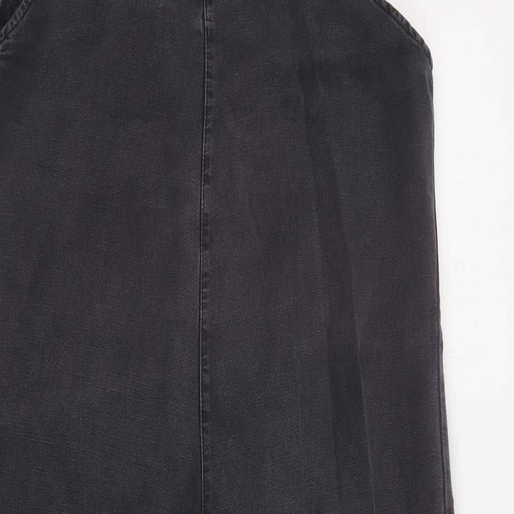 Zara Womens Grey  Cotton Dungarees Trousers Size M L26 in Regular Button