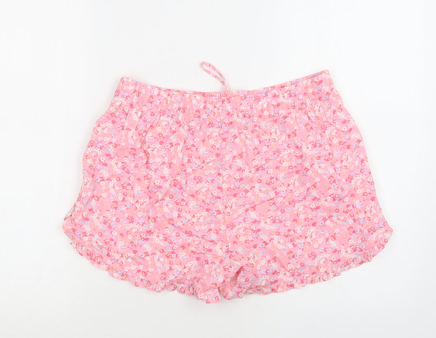F&F Womens Pink Floral Cotton  Pyjama Pants Size 8  Drawstring