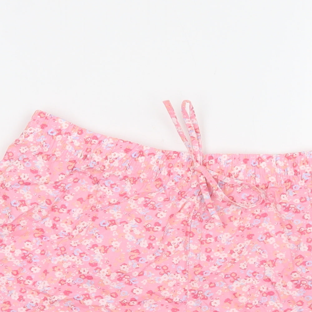 F&F Womens Pink Floral Cotton  Pyjama Pants Size 8  Drawstring