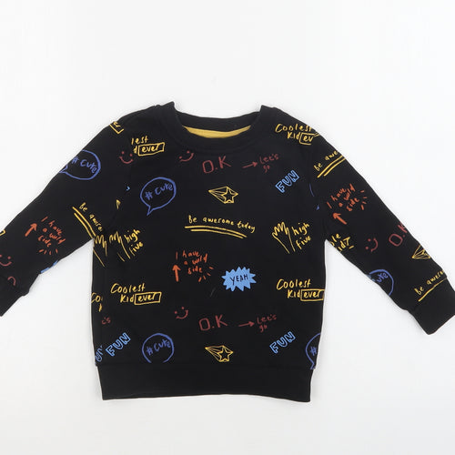 George Baby Black Geometric Cotton Pullover Jumper Size 12-18 Months