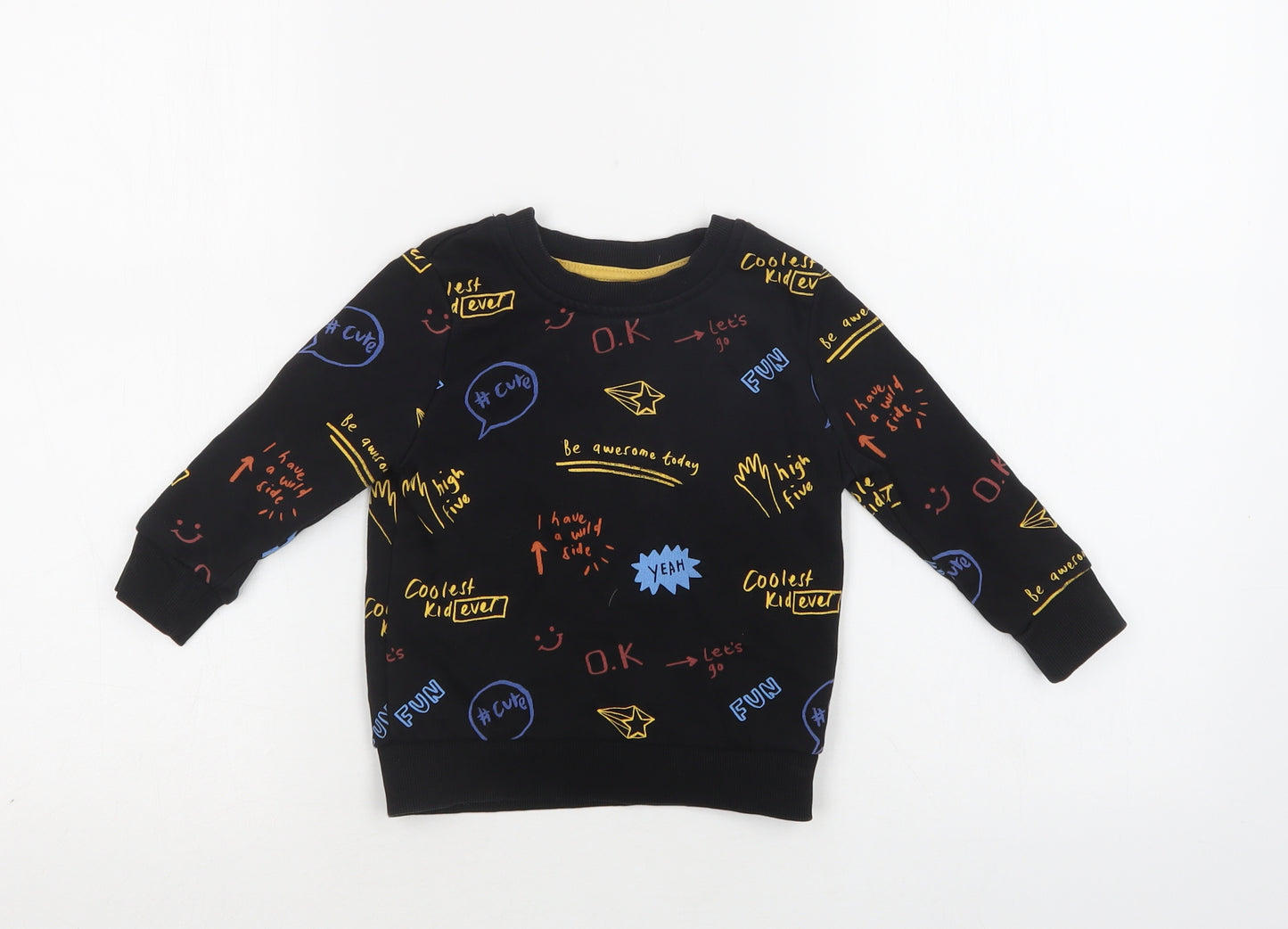 George Baby Black Geometric Cotton Pullover Jumper Size 12-18 Months
