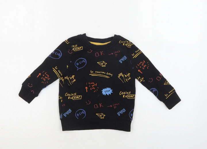 George Baby Black Geometric Cotton Pullover Jumper Size 12-18 Months