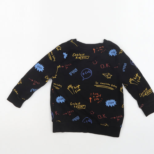 George Baby Black Geometric Cotton Pullover Jumper Size 12-18 Months
