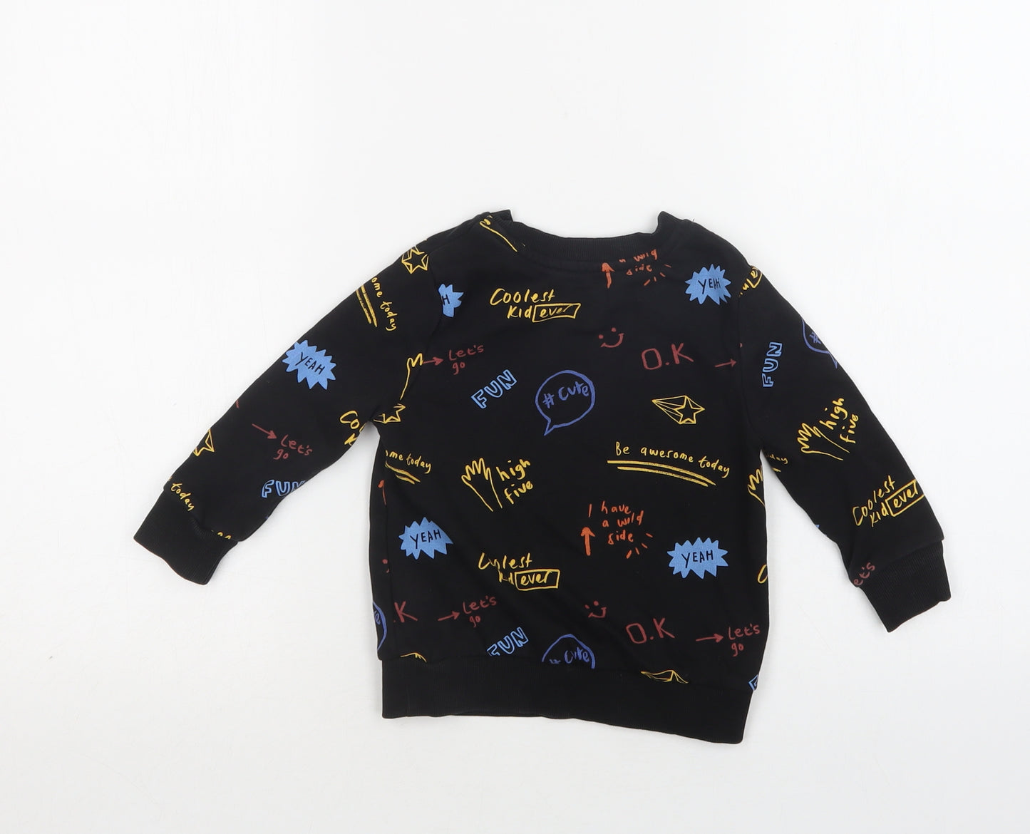 George Baby Black Geometric Cotton Pullover Jumper Size 12-18 Months
