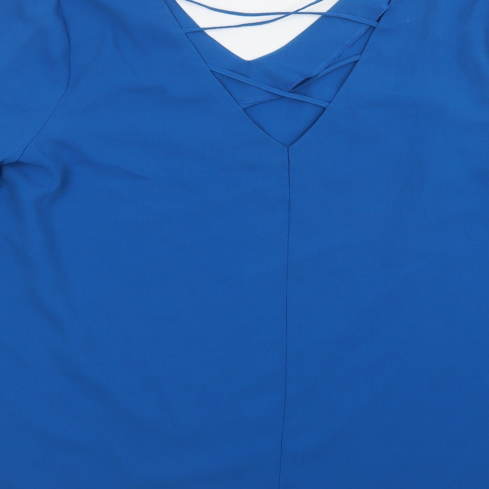 Papaya Womens Blue  Polyester Basic Blouse Size 18 V-Neck