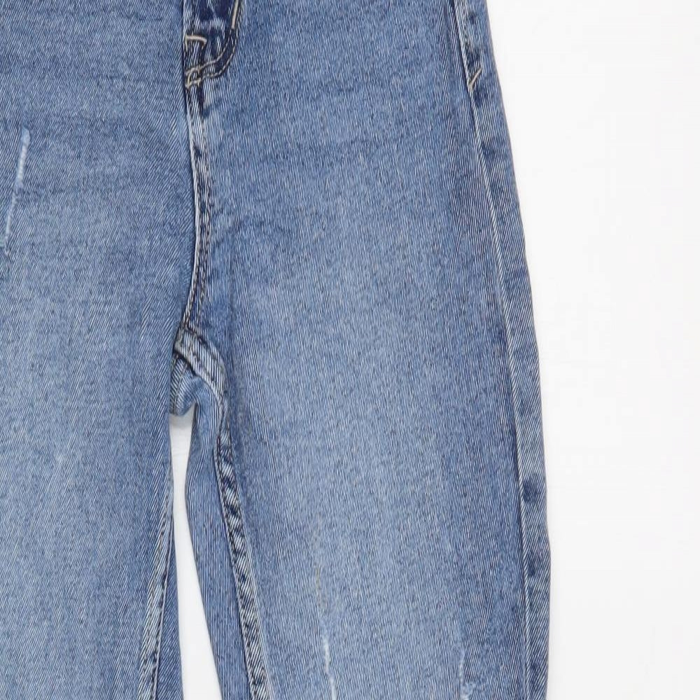 Stradivarius Womens Blue  Cotton Mom Jeans Size 6 L29 in Regular Button