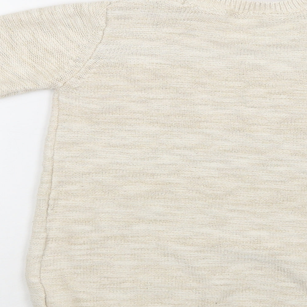 Primark Girls Beige Crew Neck  Cotton Tunic Jumper Size 5-6 Years   - Butterfly