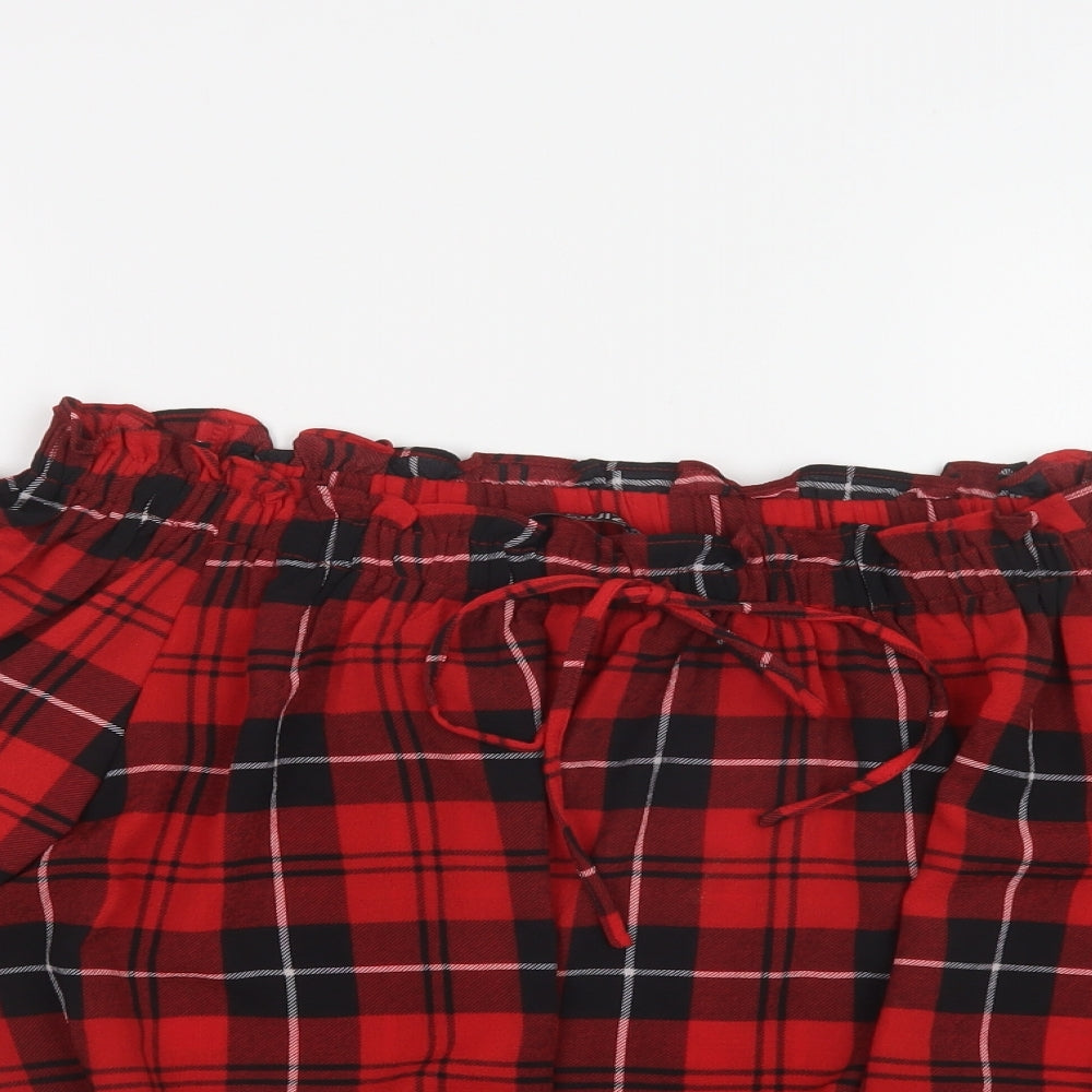 Quiz Womens Red Check Polyester Basic Blouse Size 16 Off the Shoulder