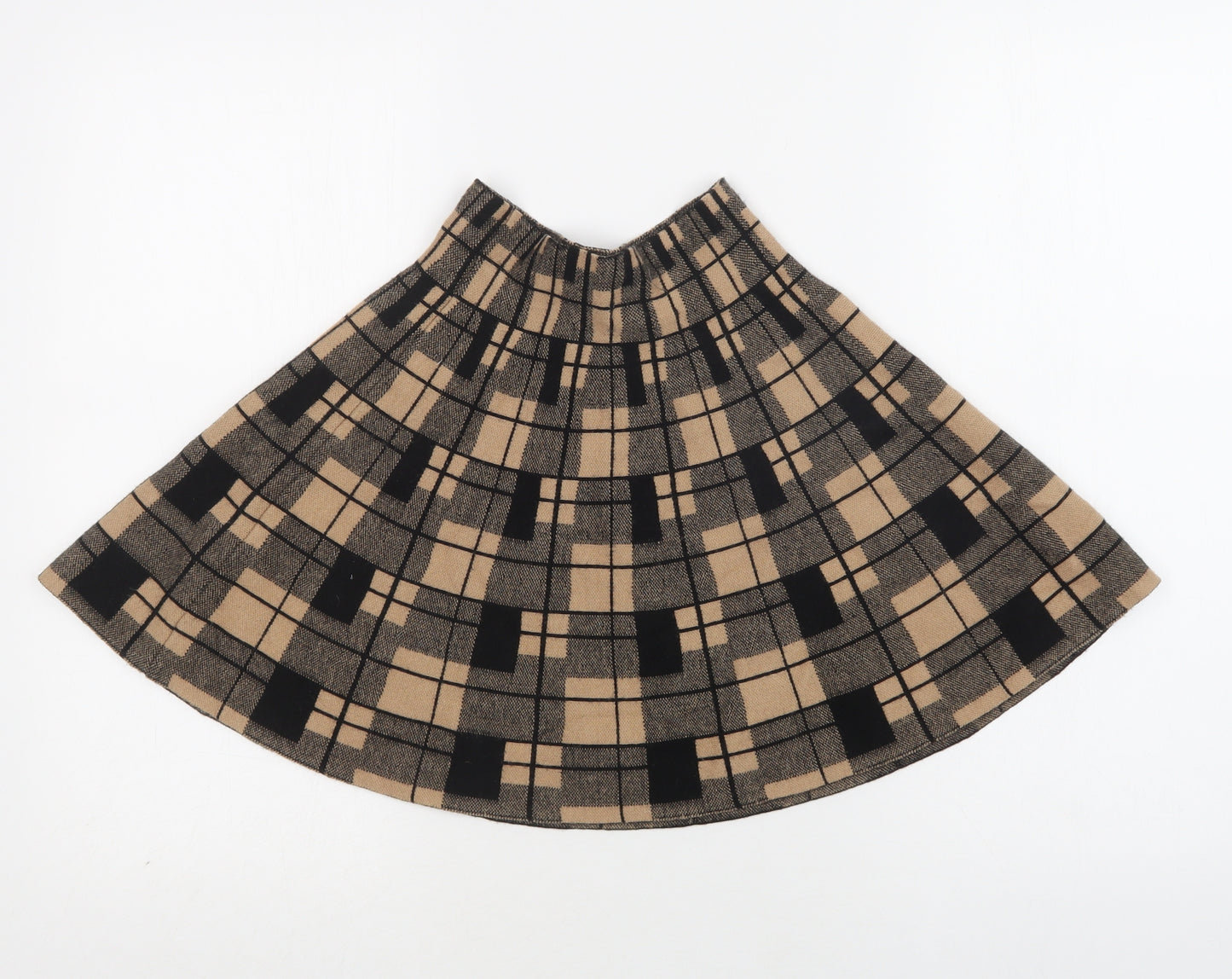 Primark Womens Beige Check Polyester Skater Skirt Size 6