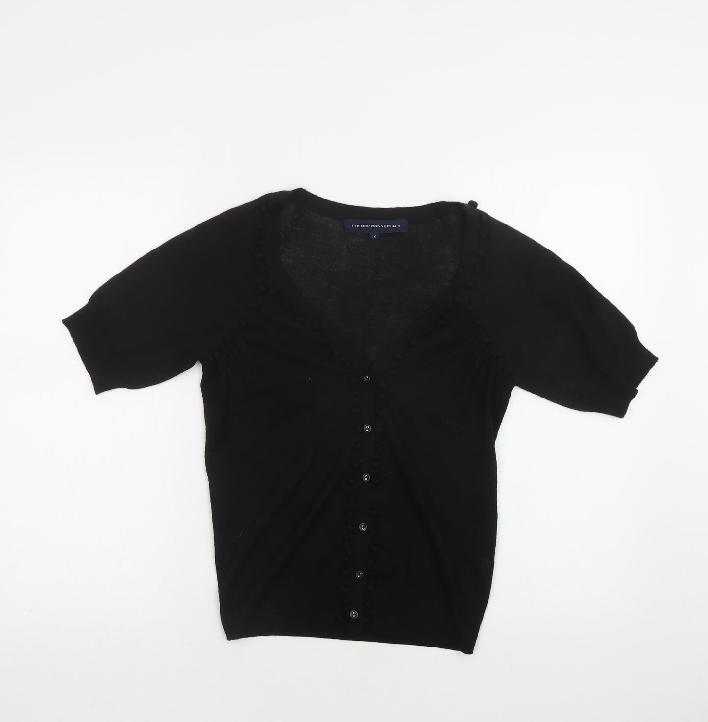 French Connection Womens Black V-Neck   Cardigan Jumper Size S