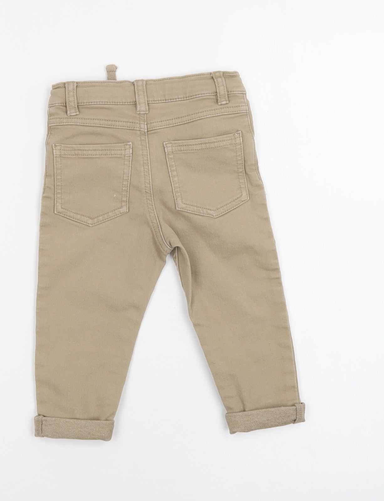 Matalan Baby Beige  Cotton Jogger Trousers Size 18-24 Months  Snap