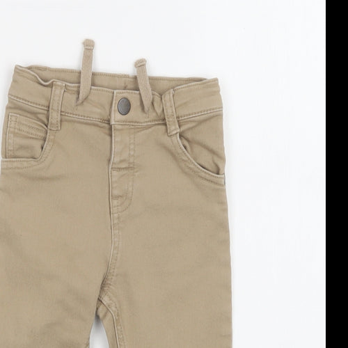 Matalan Baby Beige  Cotton Jogger Trousers Size 18-24 Months  Snap