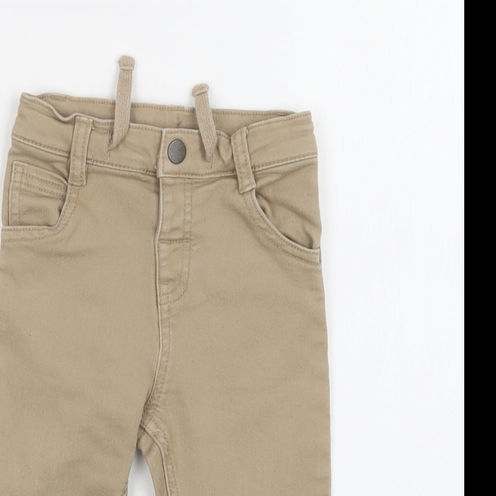 Matalan Baby Beige  Cotton Jogger Trousers Size 18-24 Months  Snap