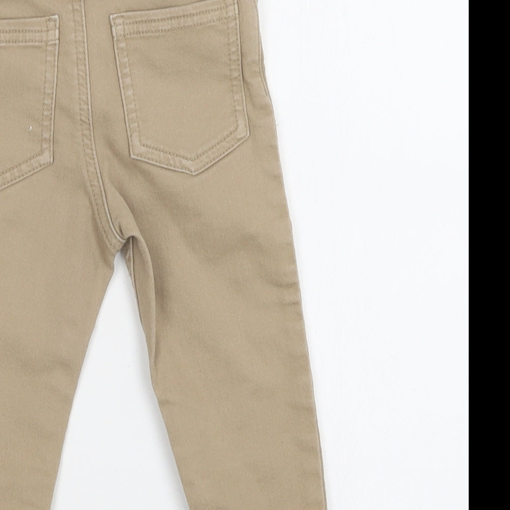 Matalan Baby Beige  Cotton Jogger Trousers Size 18-24 Months  Snap