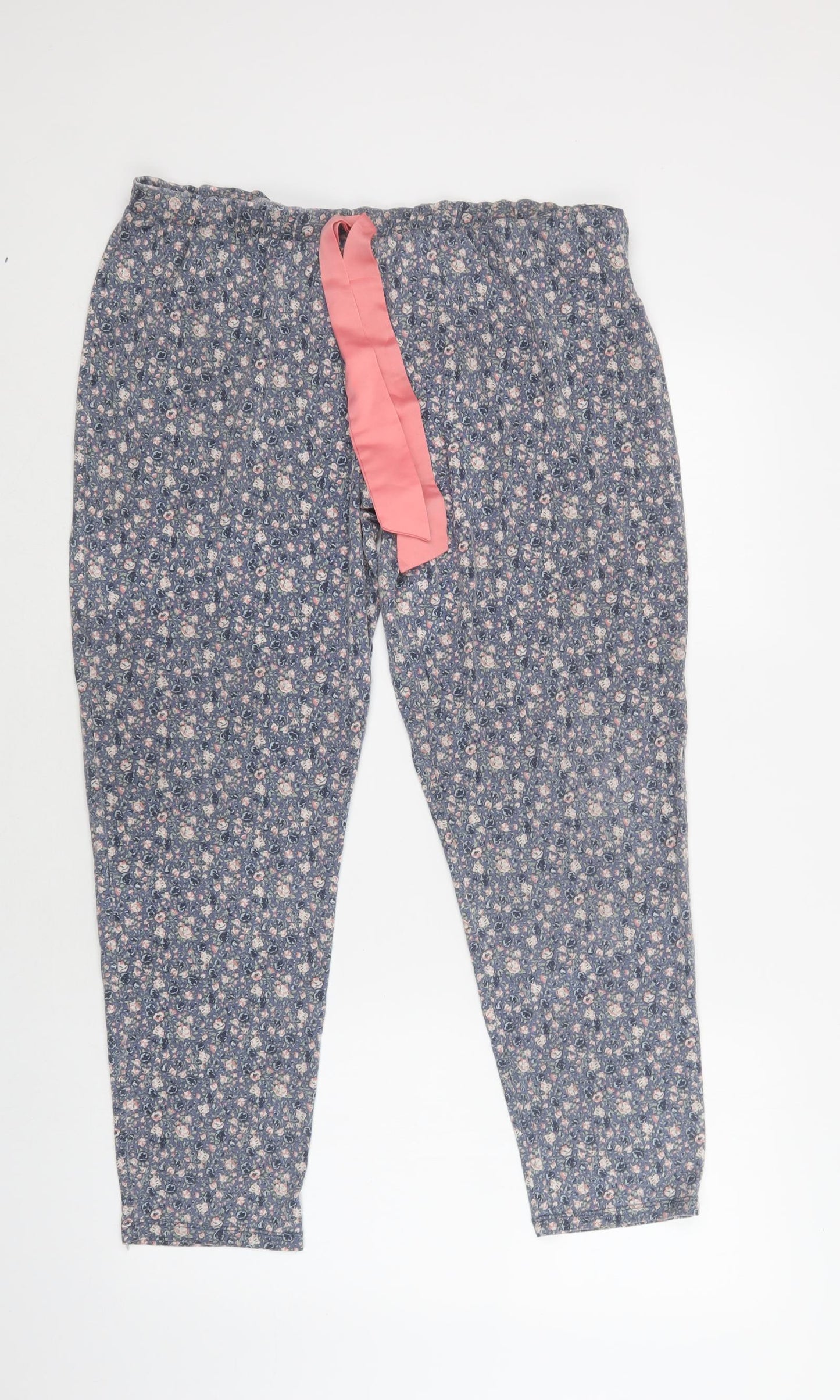 TU Womens Blue Floral Polyester  Pyjama Pants Size 16  Drawstring