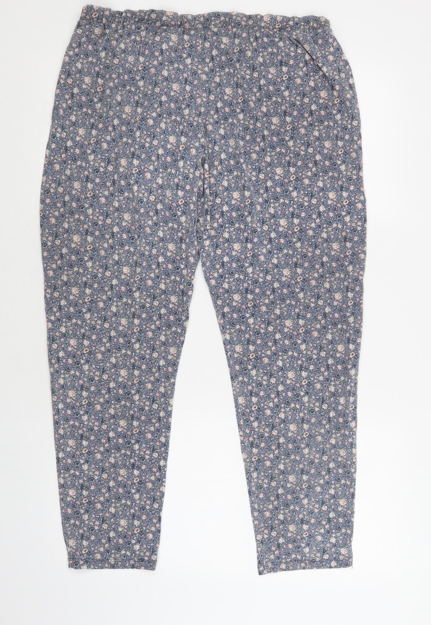 TU Womens Blue Floral Polyester  Pyjama Pants Size 16  Drawstring