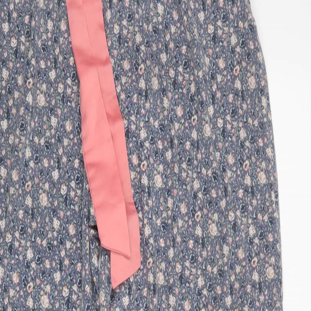 TU Womens Blue Floral Polyester  Pyjama Pants Size 16  Drawstring