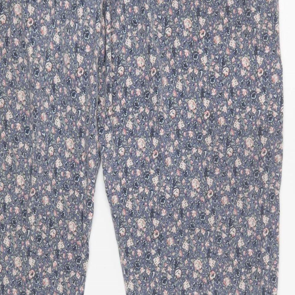 TU Womens Blue Floral Polyester  Pyjama Pants Size 16  Drawstring