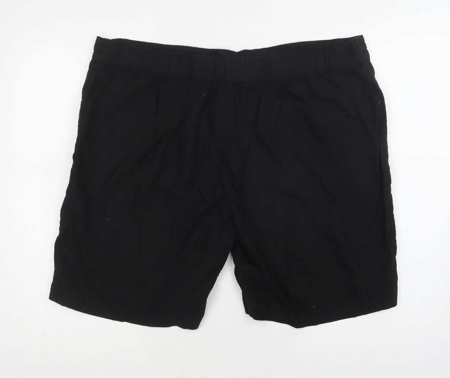 Metzuyan Womens Black  Linen Chino Shorts Size 22 L9 in Regular Drawstring