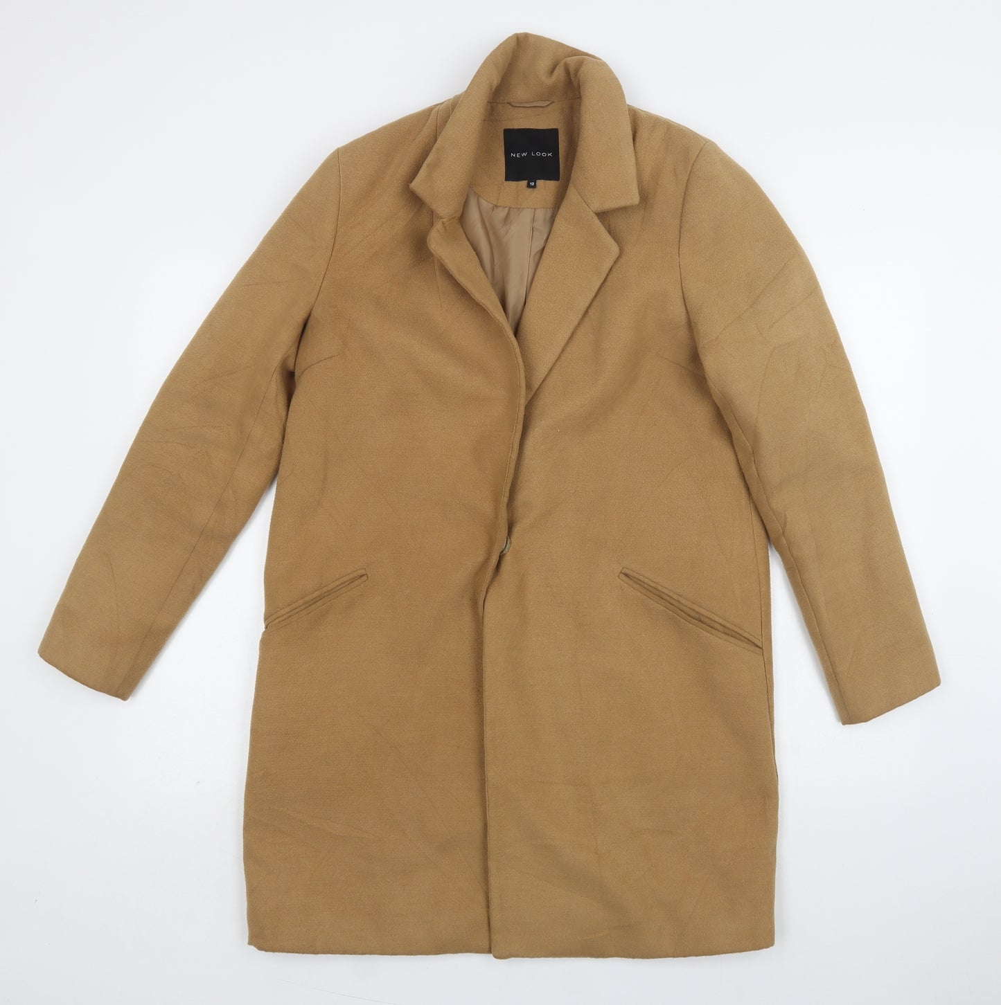 New Look Womens Beige   Overcoat Coat Size 12  Button